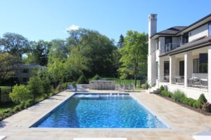 Picture of custom in ground pool. Built by Rosebrook Pools