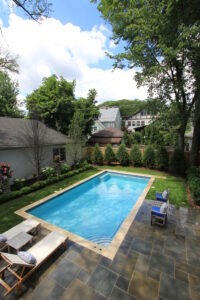 Picture of custom in ground pool. Built by Rosebrook Pools