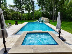 Picture of custom in ground pool. Built by Rosebrook Pools