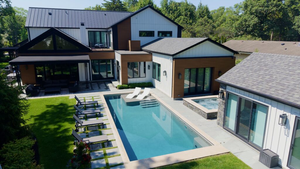 Picture of custom in ground pool. Built by Rosebrook Pools