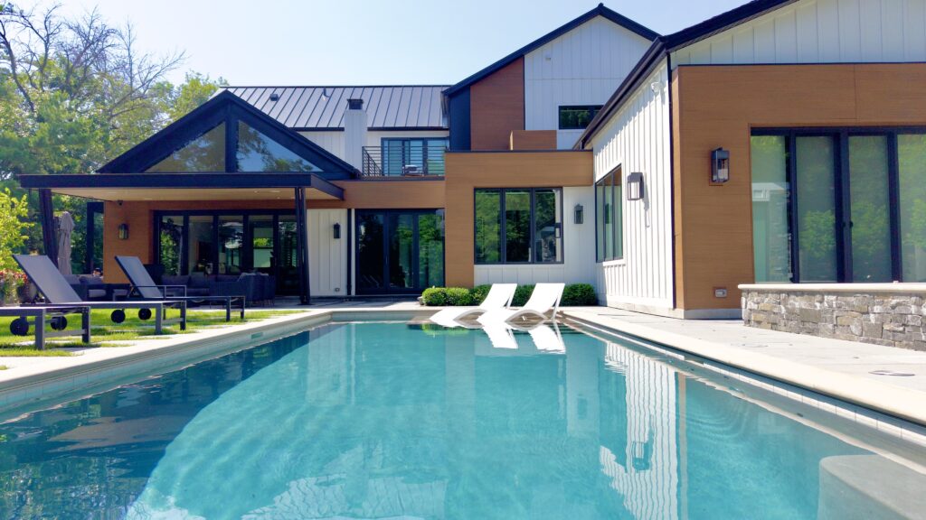 Picture of custom in ground pool. Built by Rosebrook Pools